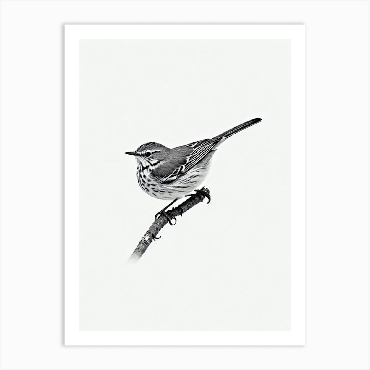 Hermit Thrush B&W Pencil Drawing 2 Bird Art Print by Featherline - Fy