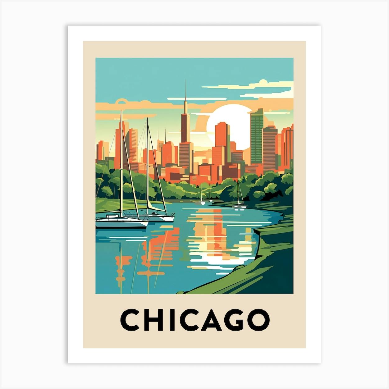 Chicago Travel Poster 6 Art Print