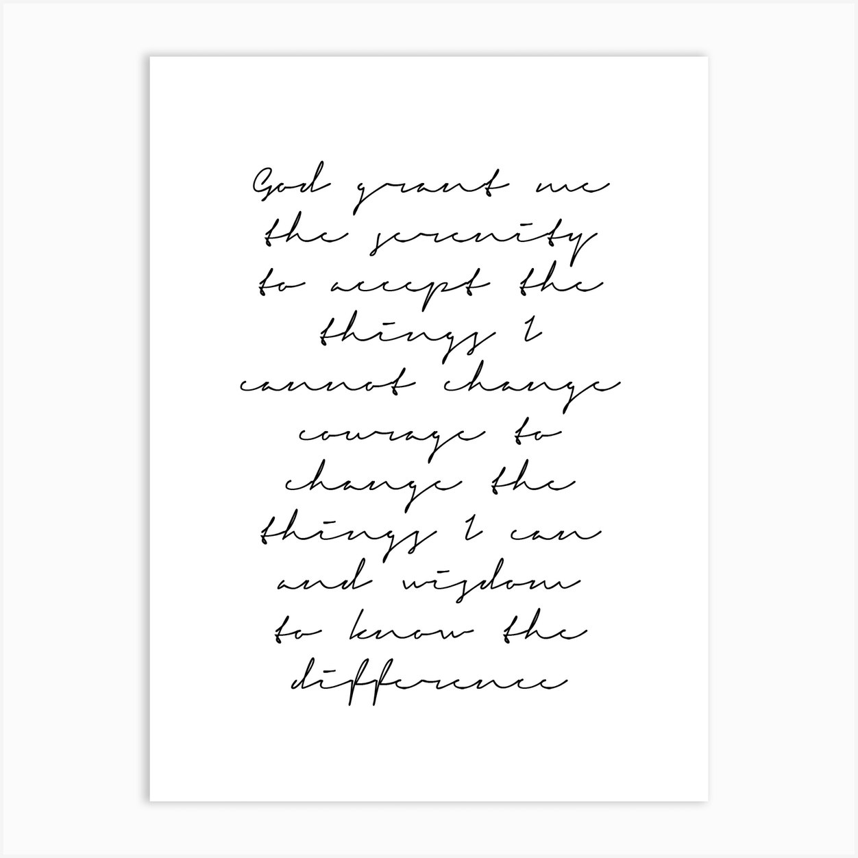 The Serenity Prayer Thin Script Art Print by Typologie Paper Co - Fy