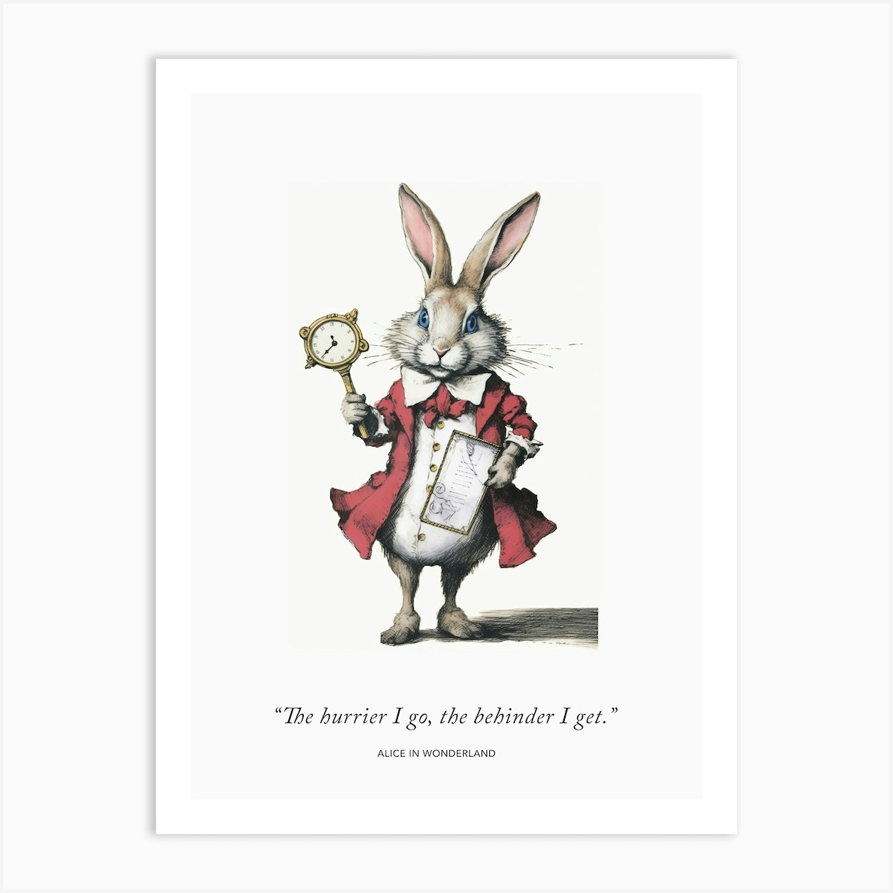 Alice In Wonderland, The White Rabbit Quote Art Print by Print Cult Fy
