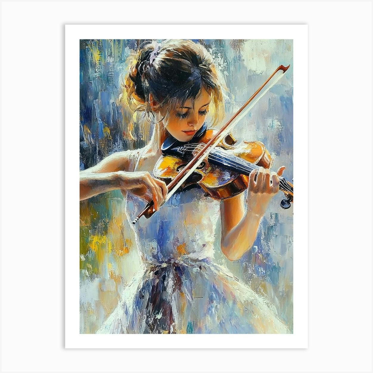 The Girl Playing A Violin Art Print by Dedicated Art Shop - Fy