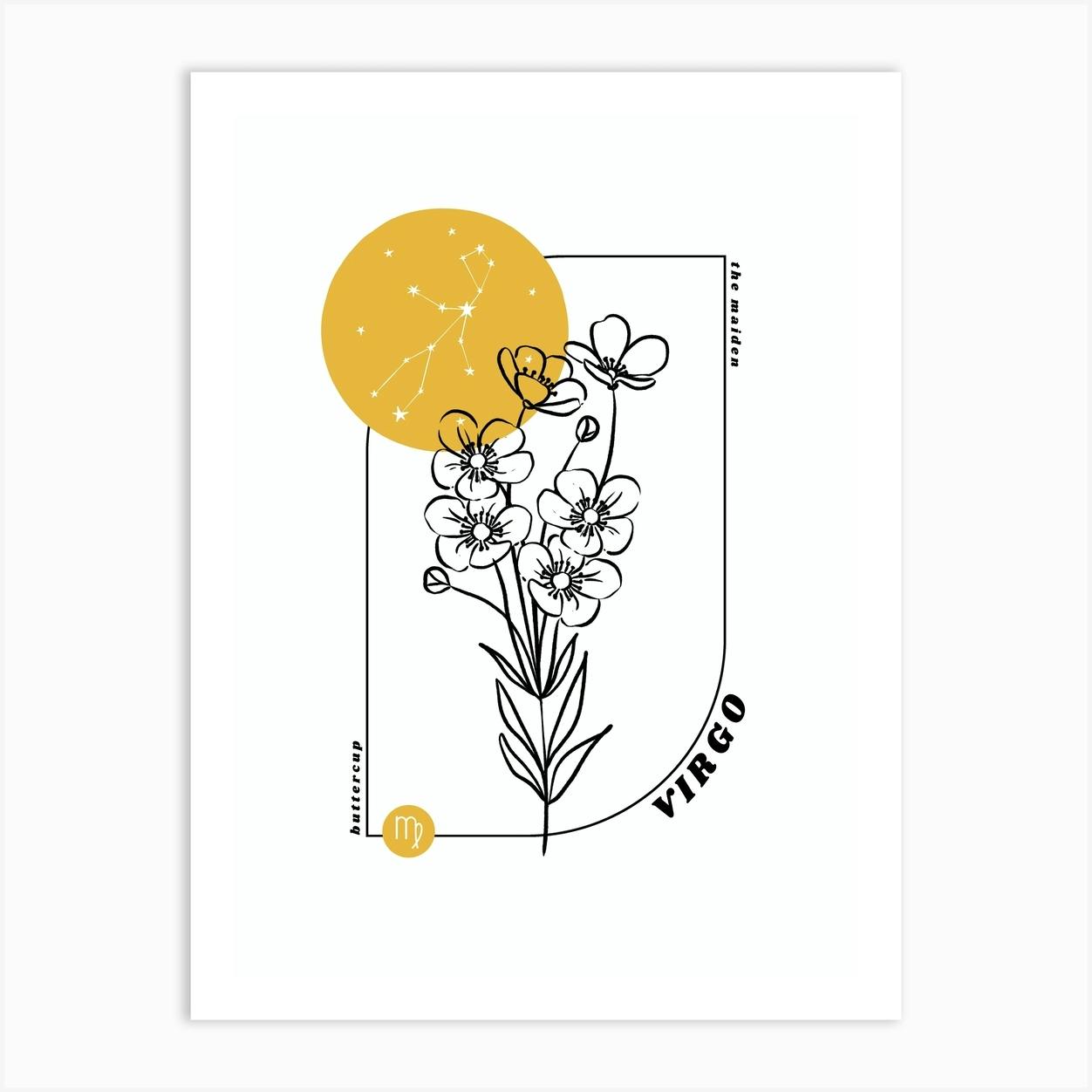 Virgo Birth Flower Zodiac Sign Art Print