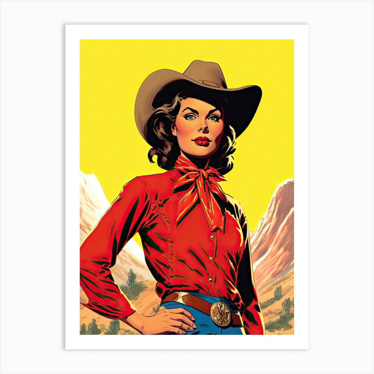 Retro Cowgirl Art Print By Retro West Fy 3785