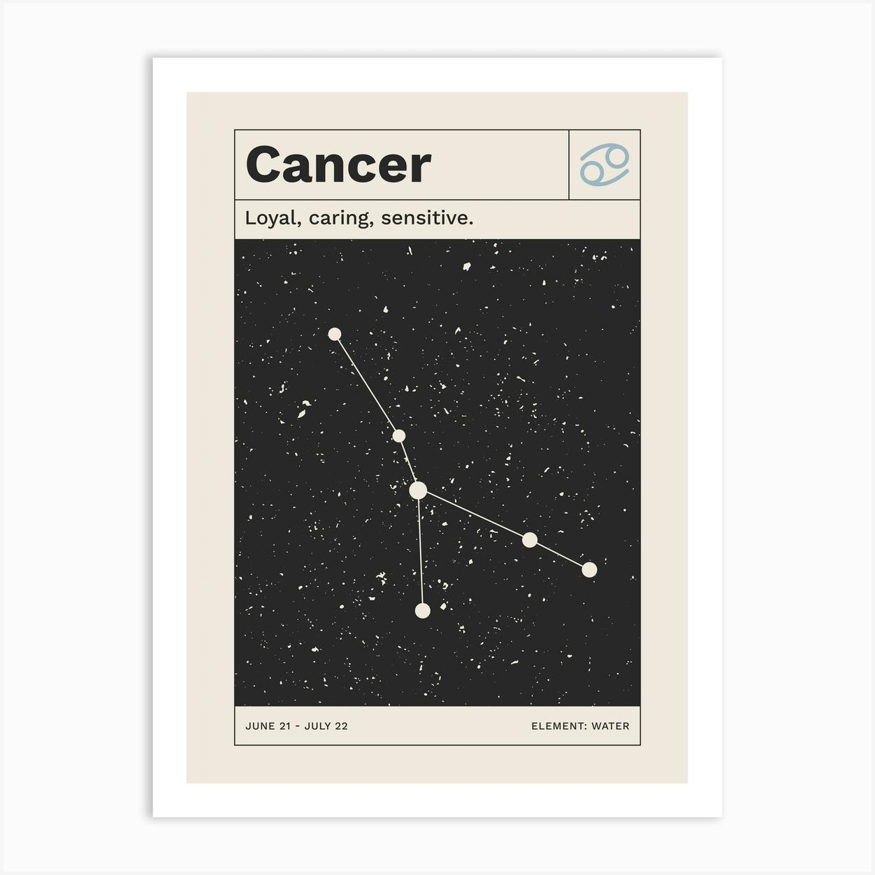 Cancer Zodiac Sign Constellation Art Print by Cocoon Design Prints