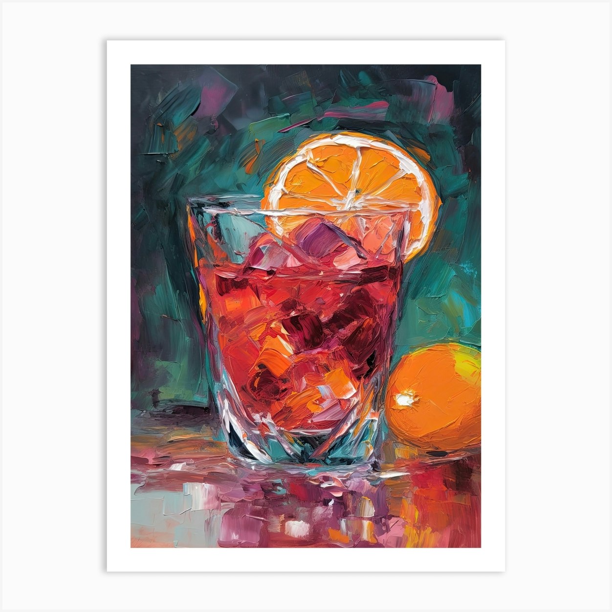 Negroni Cocktail Oil Painting 3 Art Print by Artful Mixology - Fy