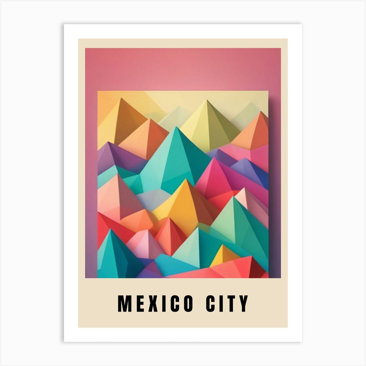 Mexico City Travel Poster Low Poly (2) Art Print by 1xMerch Fy