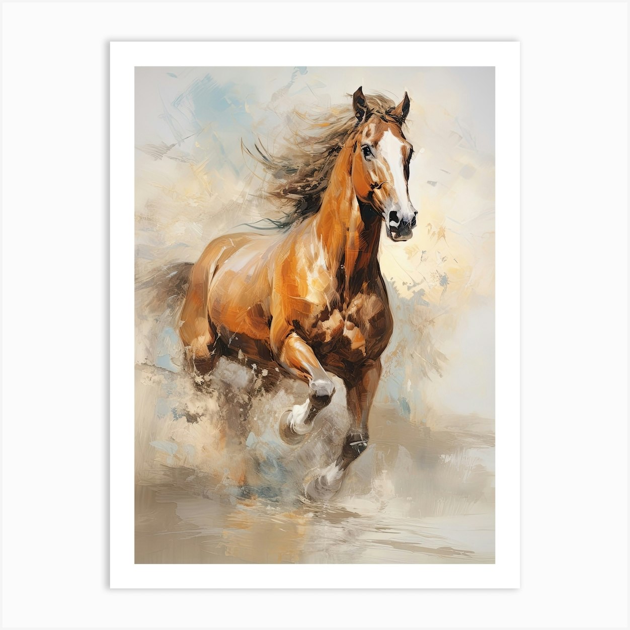 A Horse Painting In The Style Of Impressionistic Brushwork 2 Art Print ...