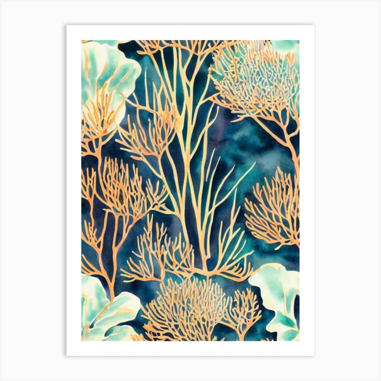 Acropora Aspera Vintage Graphic Watercolour Art Print by Reef ...