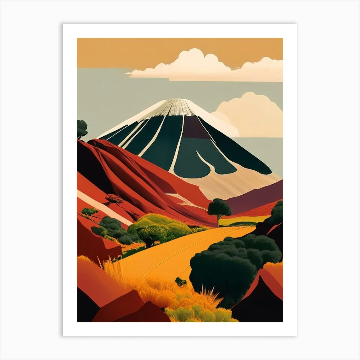 Timanfaya National Park Spain Retro Art Print by National Park Posters - Fy