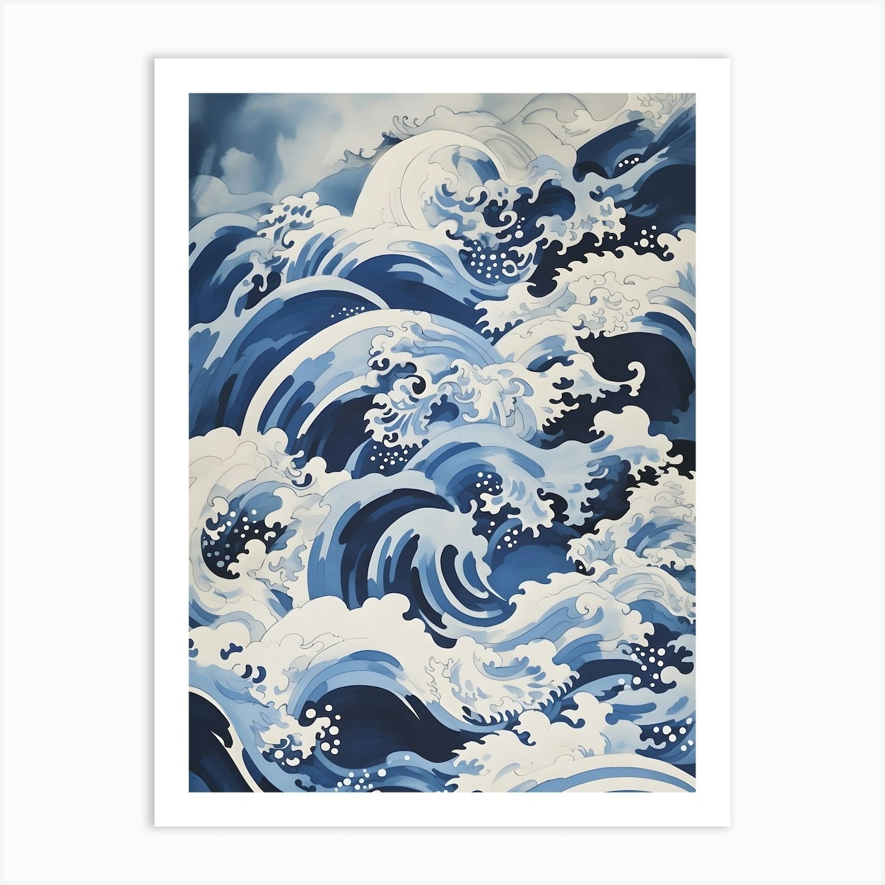 Great Blue Waves Art Print by Printful Perspectives - Fy