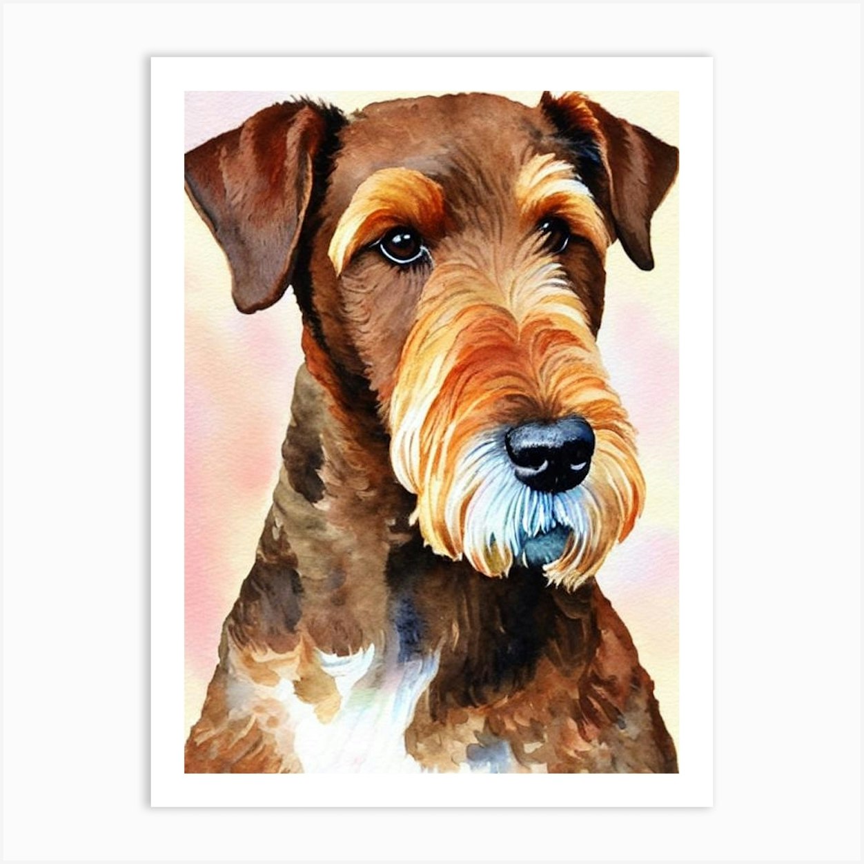 Airedale Terrier Watercolour Dog Art Print by Pooch Prints