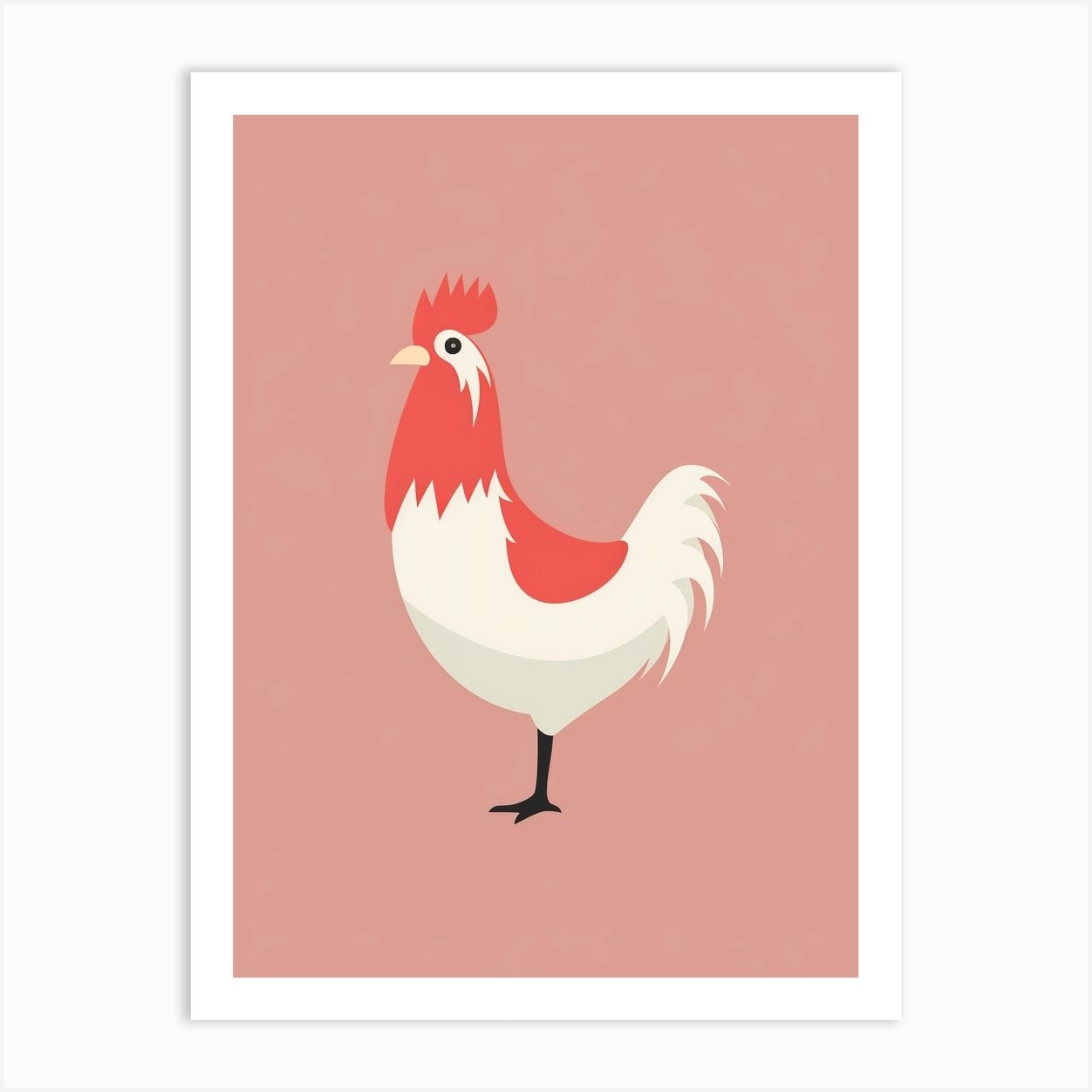 Minimalist Chicken 1 Illustration Art Print by Feathered Muse - Fy