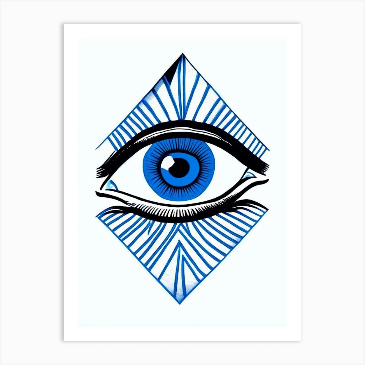 Third Eye Symbolism, Symbol, Third Eye Blue & White 1 Art Print by