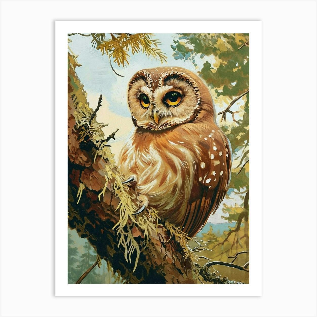 Saw-whet Owl 11 x factory 14 acrylic painting