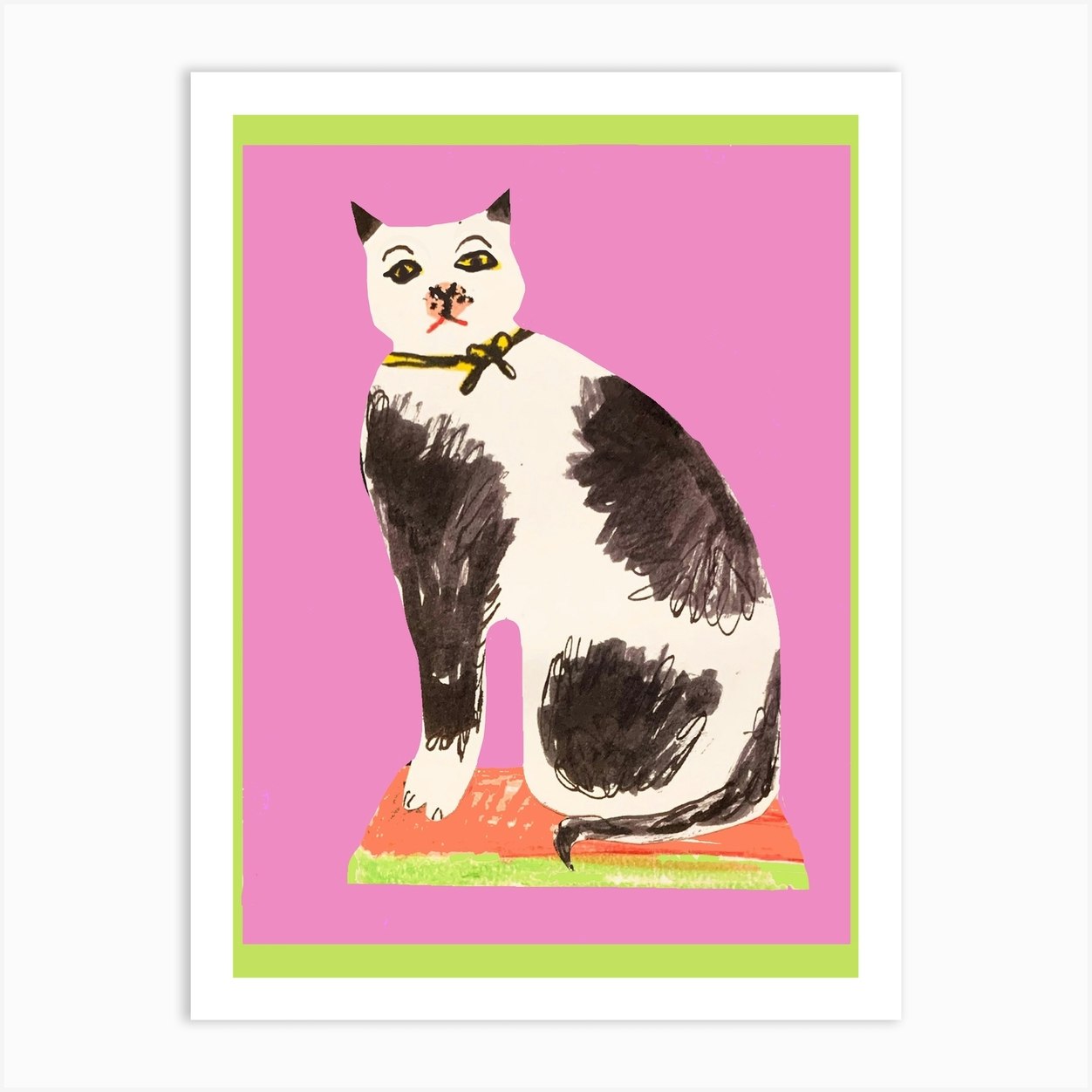 Grumpy Cat Pink Art Print by Laura Winstone - Fy