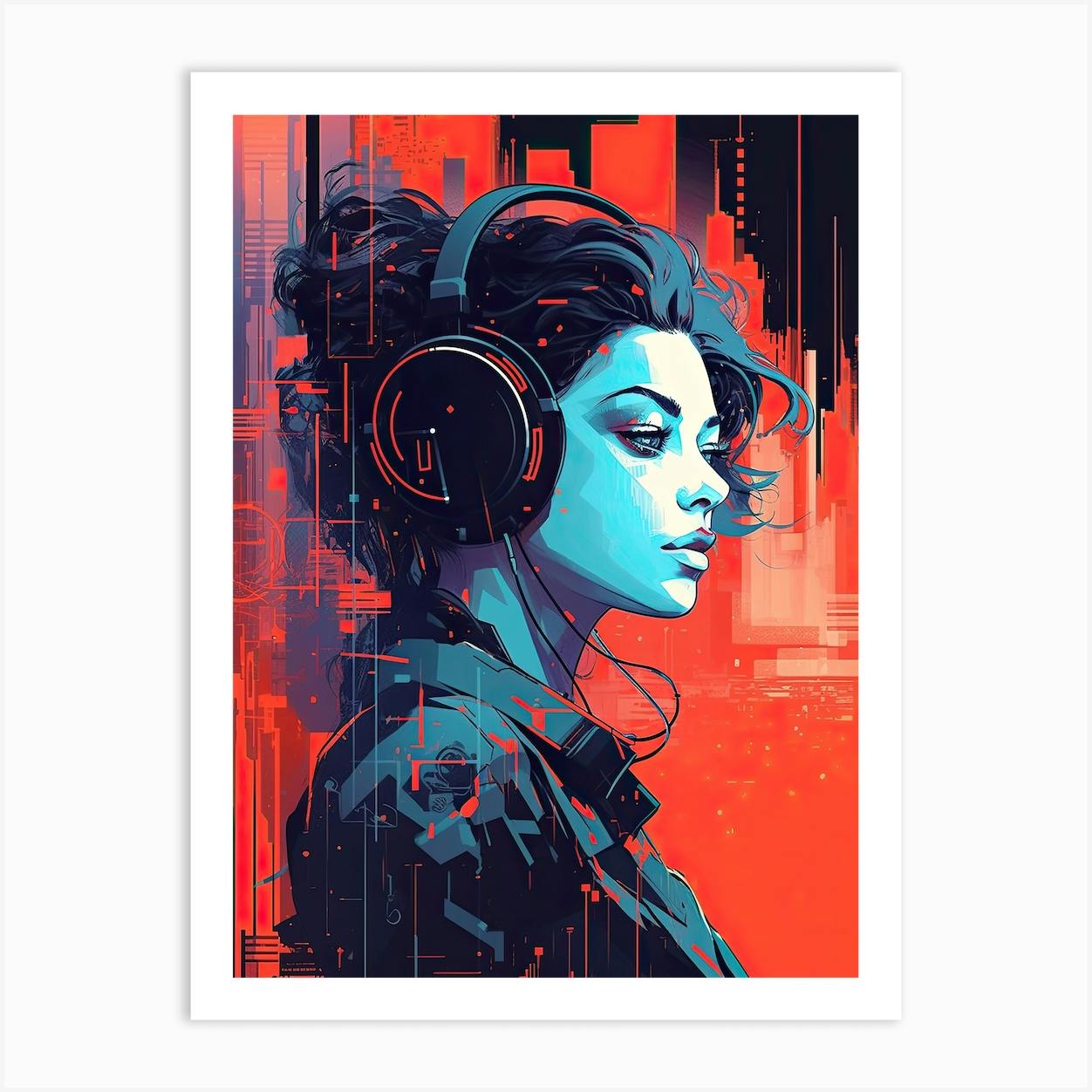Girl With Headphones 2 Art Print by Art-Syndicate - Fy