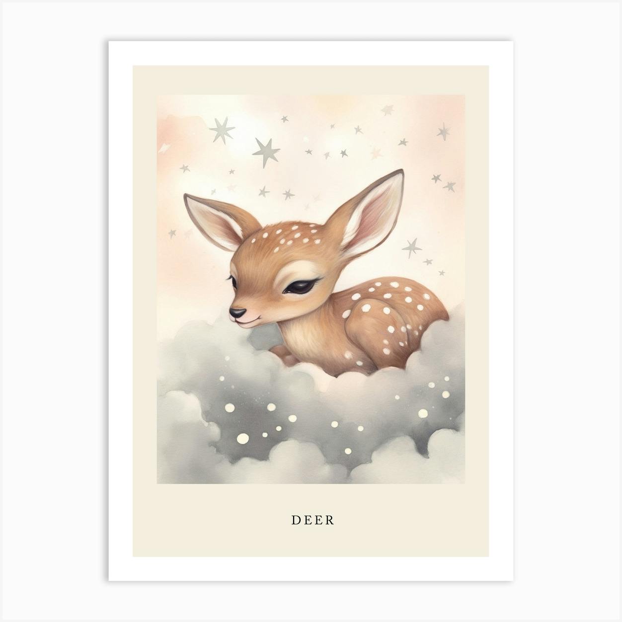 Sleeping Baby Deer 2 Nursery Poster Art Print by Scribble Studio Fy