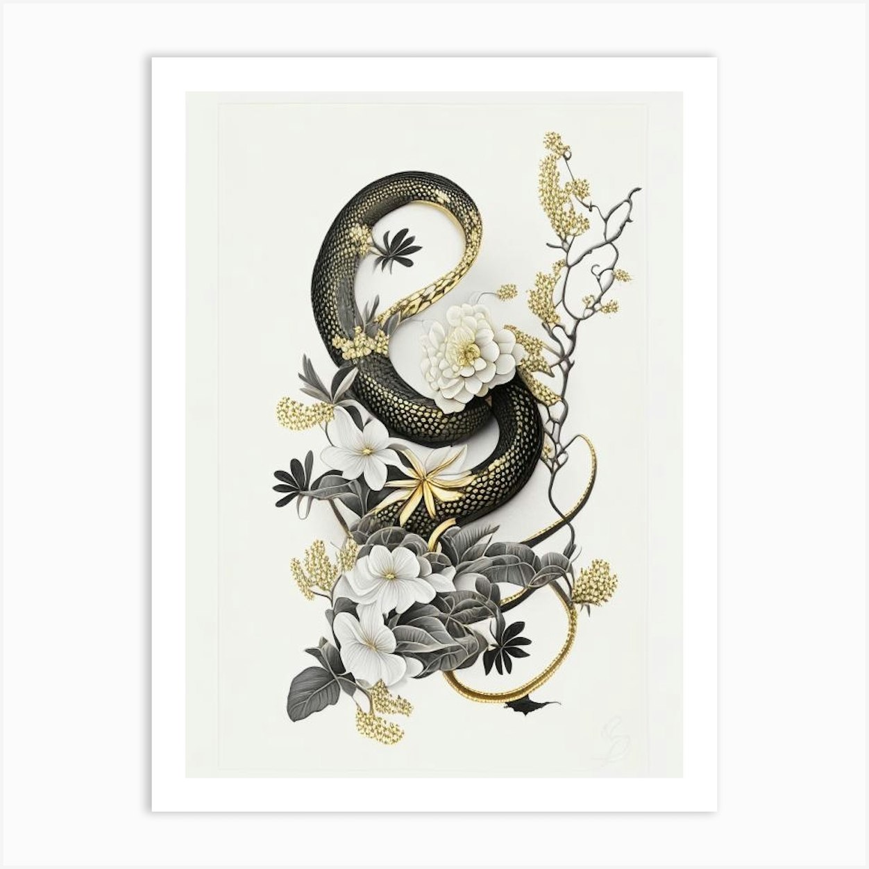 Western Hooknose Snake Gold And Black Art Print by The Snake Pit - Fy