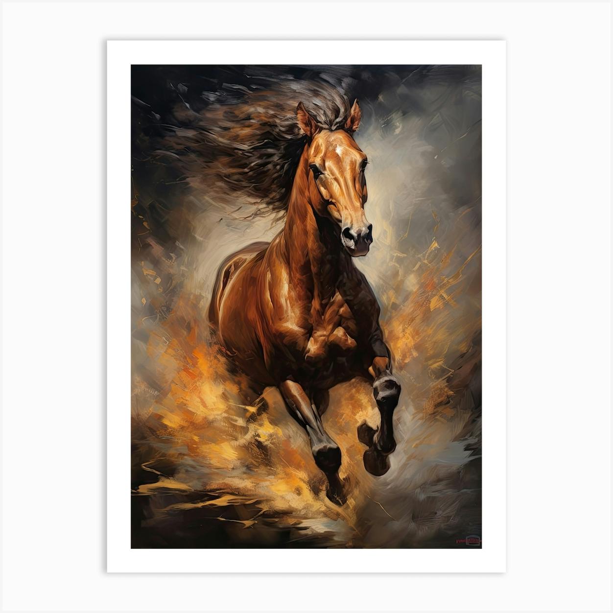 A Horse Painting In The Style Of Oil Painting 4 Art Print by