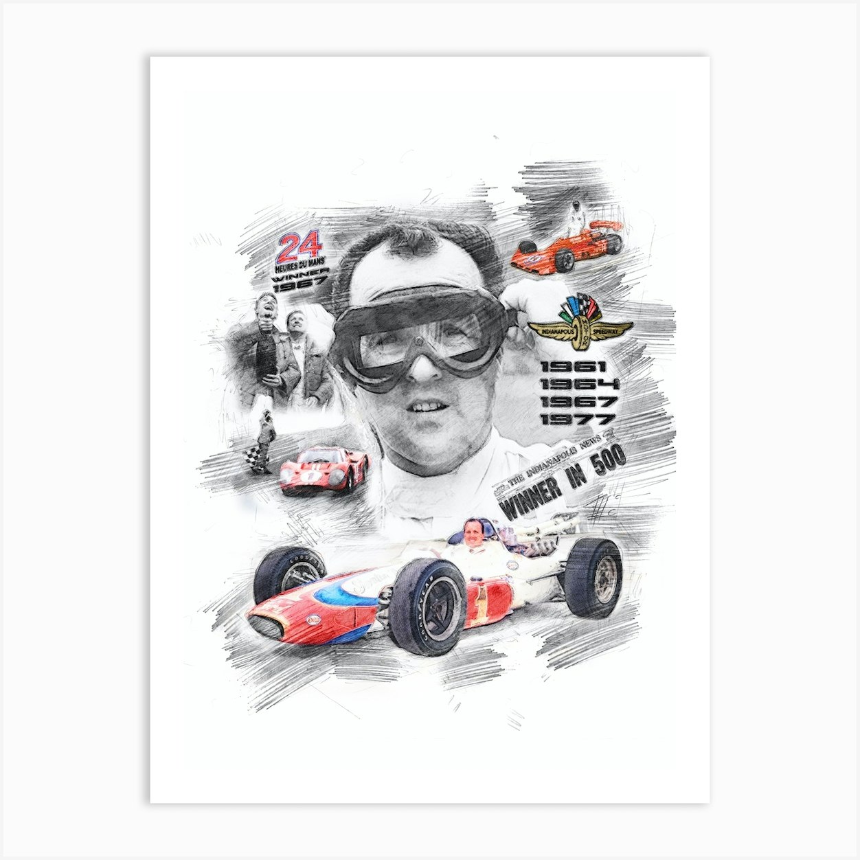 A. J. Foyt Art Print by Theo's Picture Factory - Fy