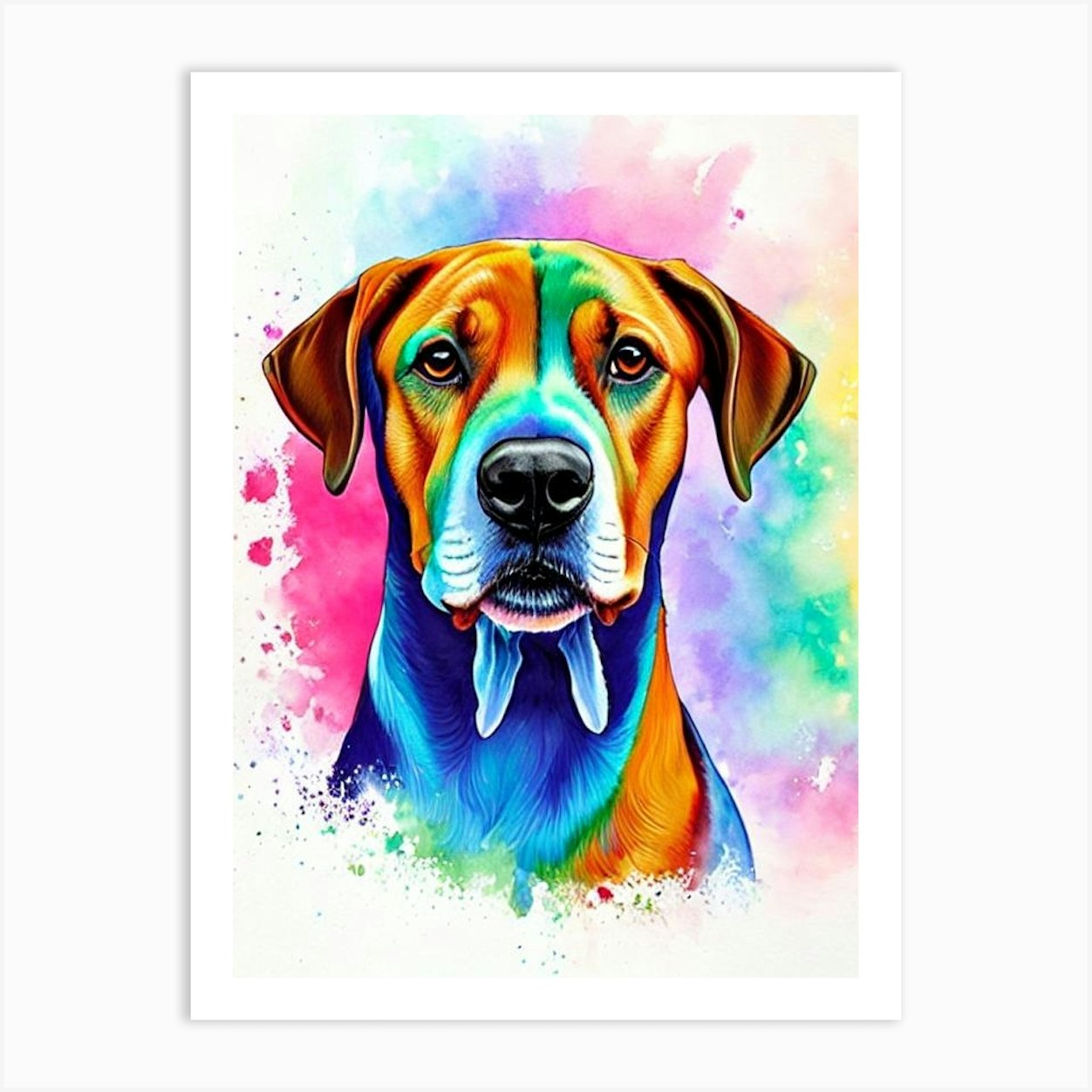 Rhodesian Ridgeback Rainbow Oil Painting Dog Art Print by Pooch Prints - Fy