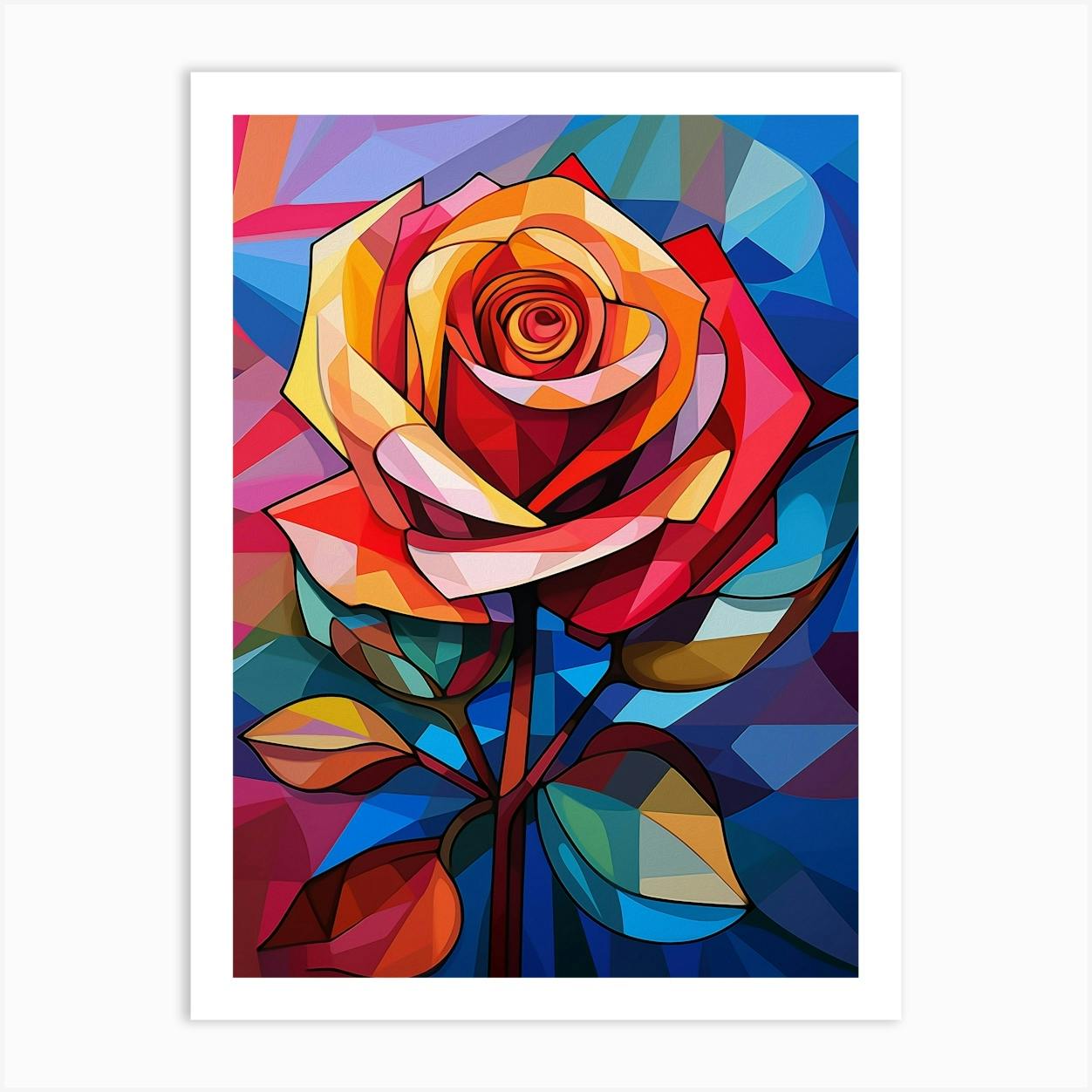 Modern Flower Painting, colorful and vibrant, 8 x 11 buy in