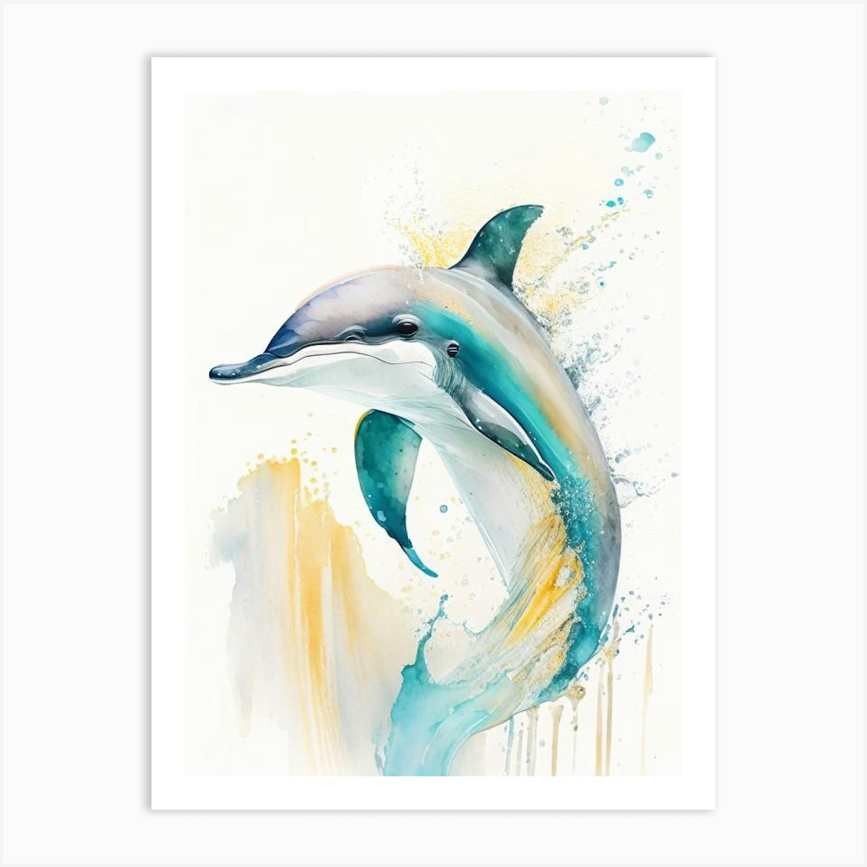 Common Dolphin Storybook Watercolour (2) Art Print by The Fish ...