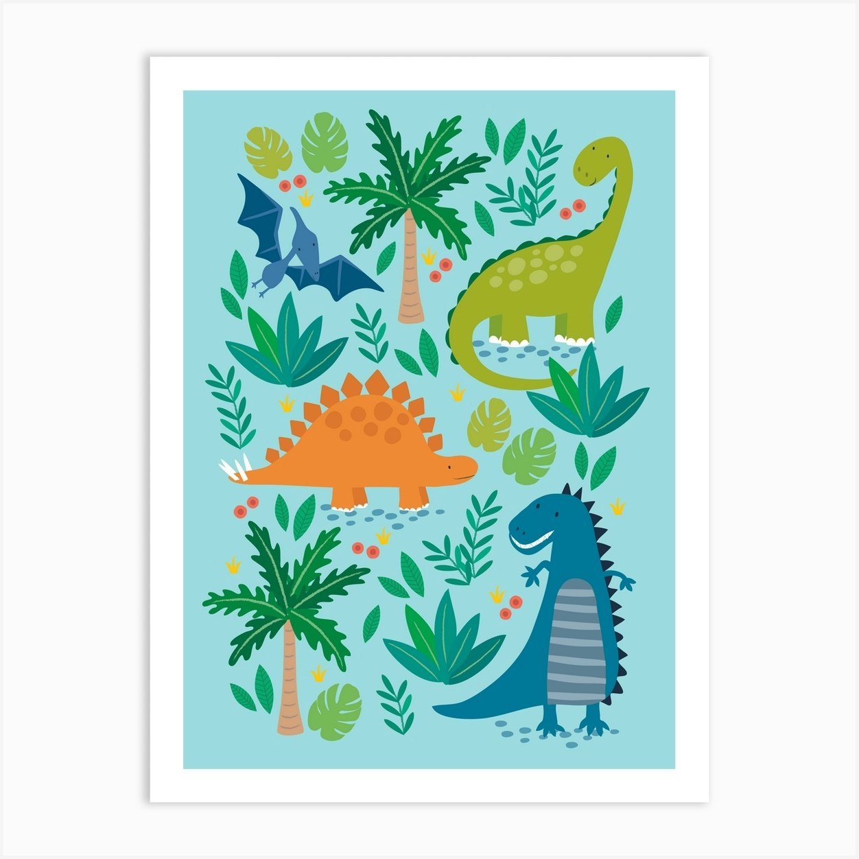 Dino Land Art Print by Klara Hawkins - Fy