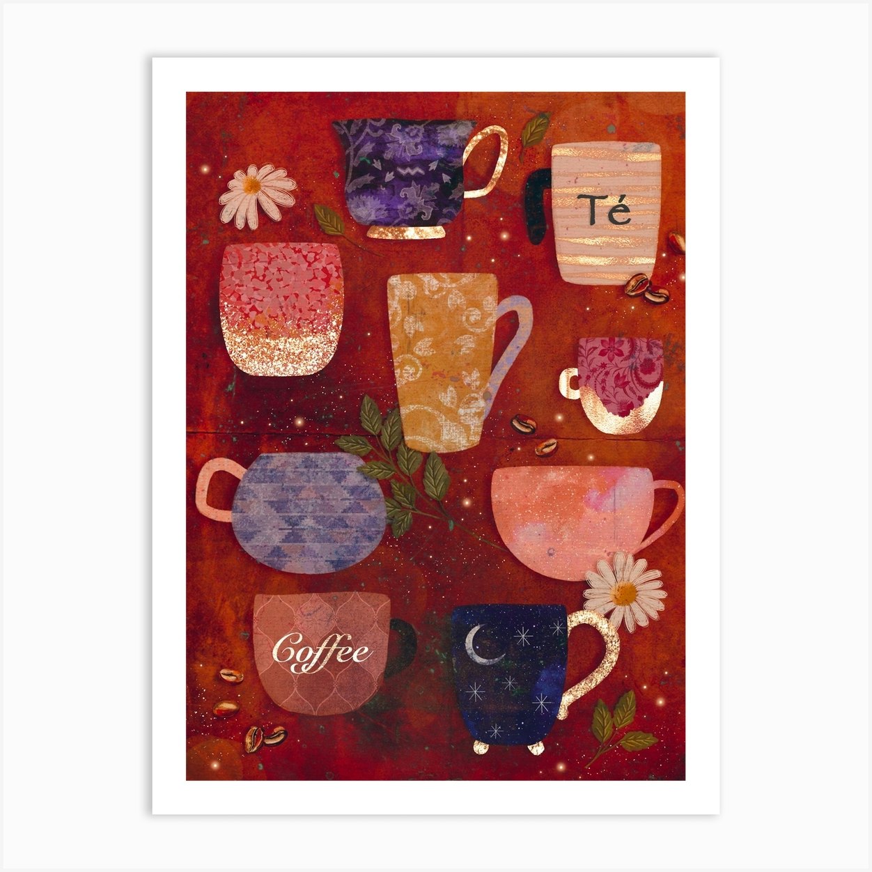 Coffee And Tea Art Print by Olivia Bürki Design - Fy