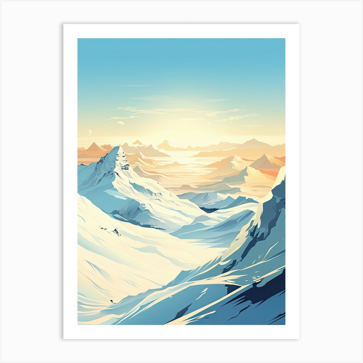 Val Thorens France, Ski Resort Illustration 3 Simple Style Art Print by ...