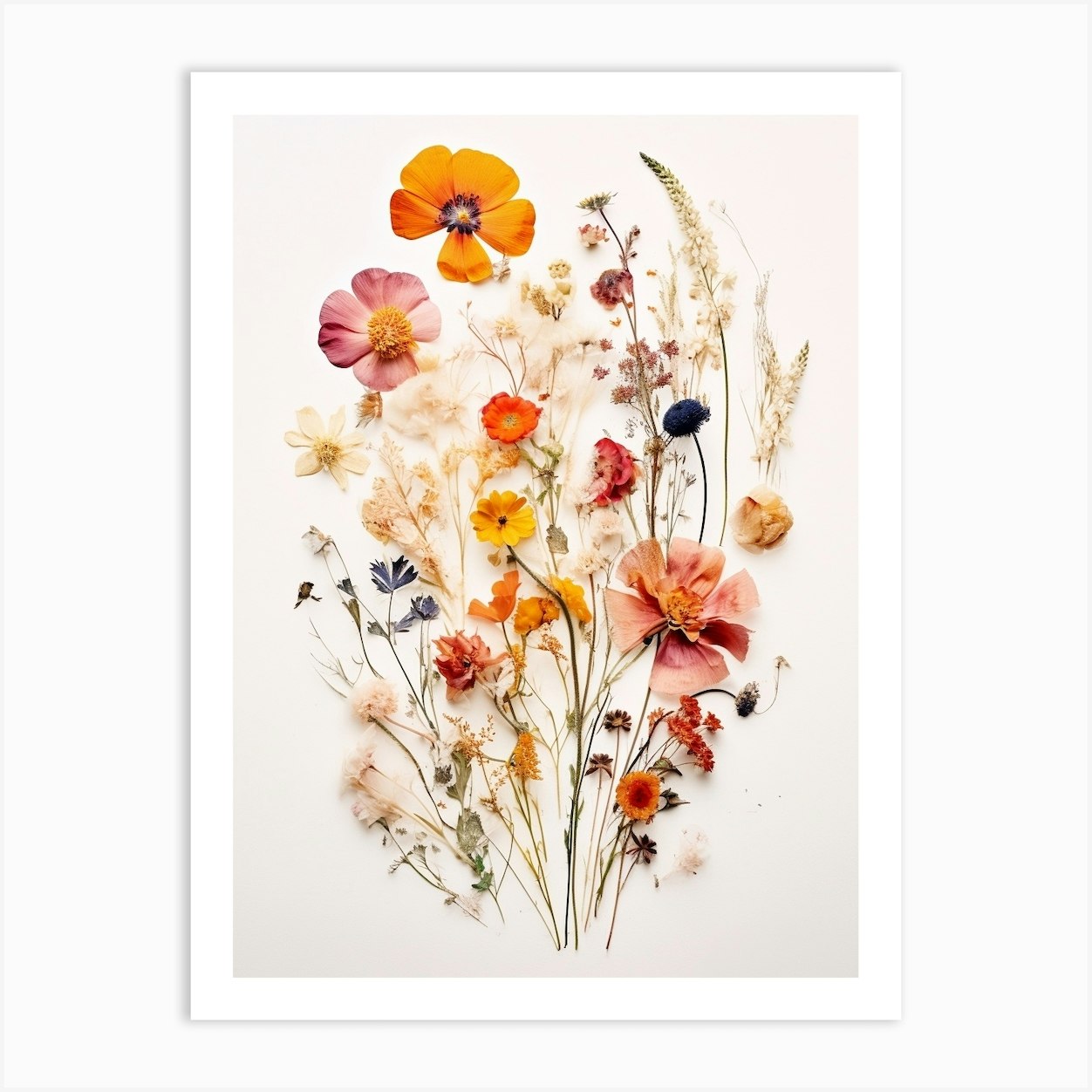 Pressed Flower Botanical Art Wildflowers 4 Art Print By Botanic Studio - Fy