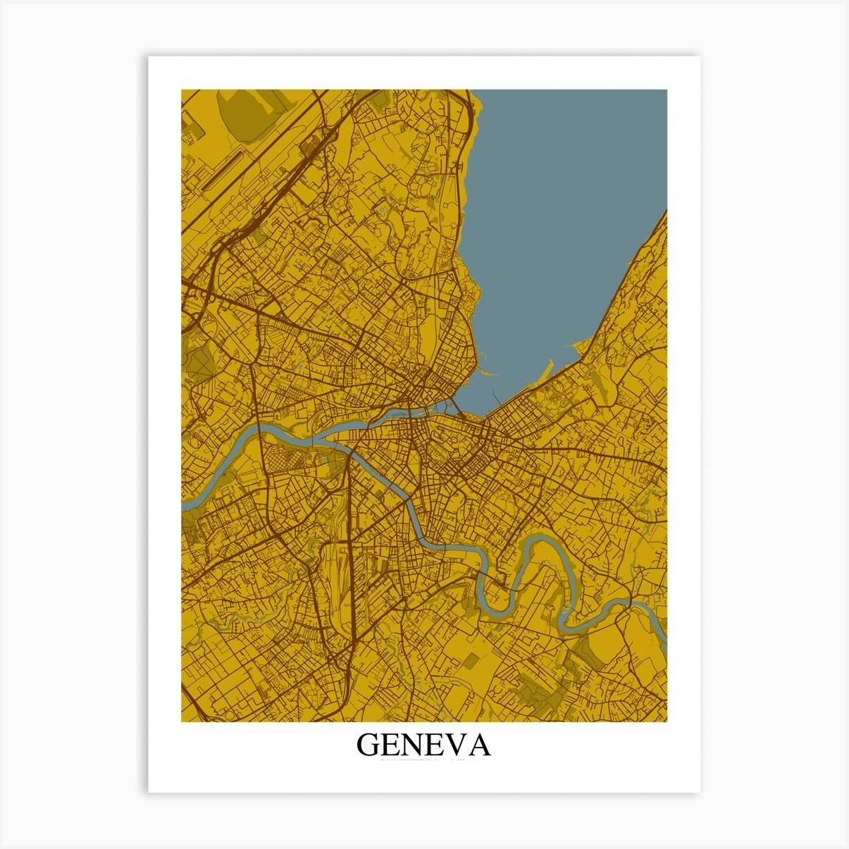 Geneva Yellow Blue Art Print By Mapply - Fy