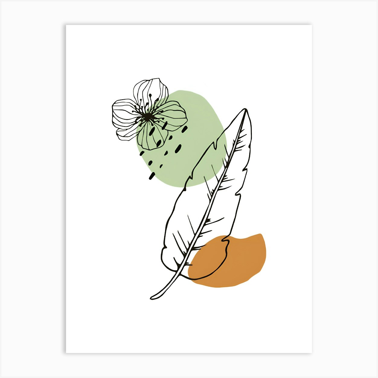 Feather And Flower Art Print by Balram Giri - Fy