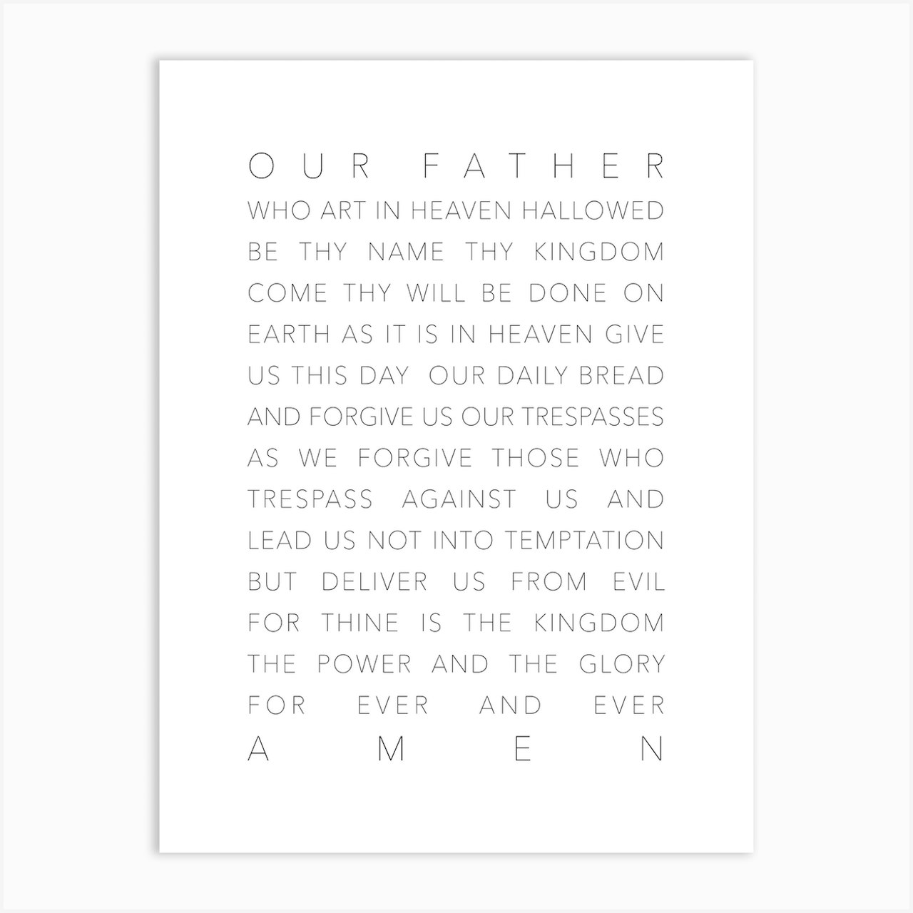 The Lords Prayer White Canvas Print by Typologie Paper Co - Fy