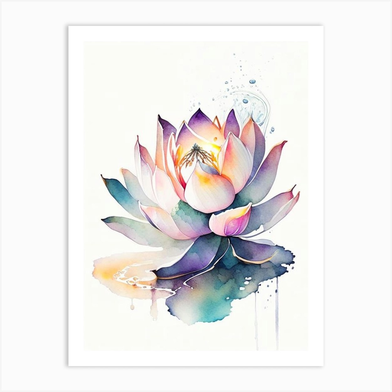 Lotus Flower, Buddhist Symbol Watercolour 1 Art Print by The Artsy ...