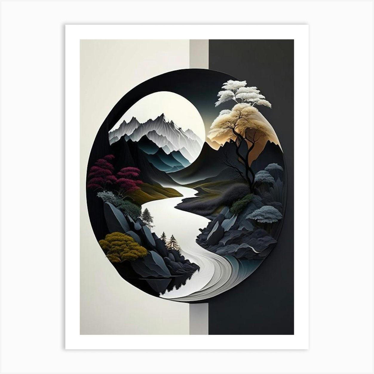 Landscapes 16, Yin and Yang Illustration Art Print by Symbolic ...