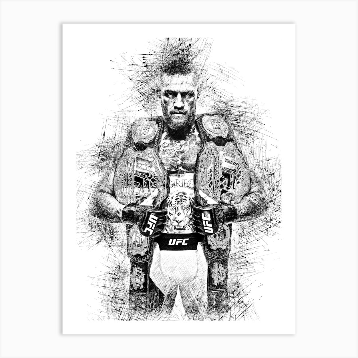 Conor Mcgregor Sketch Portrait Art Print by KunStudio - Fy