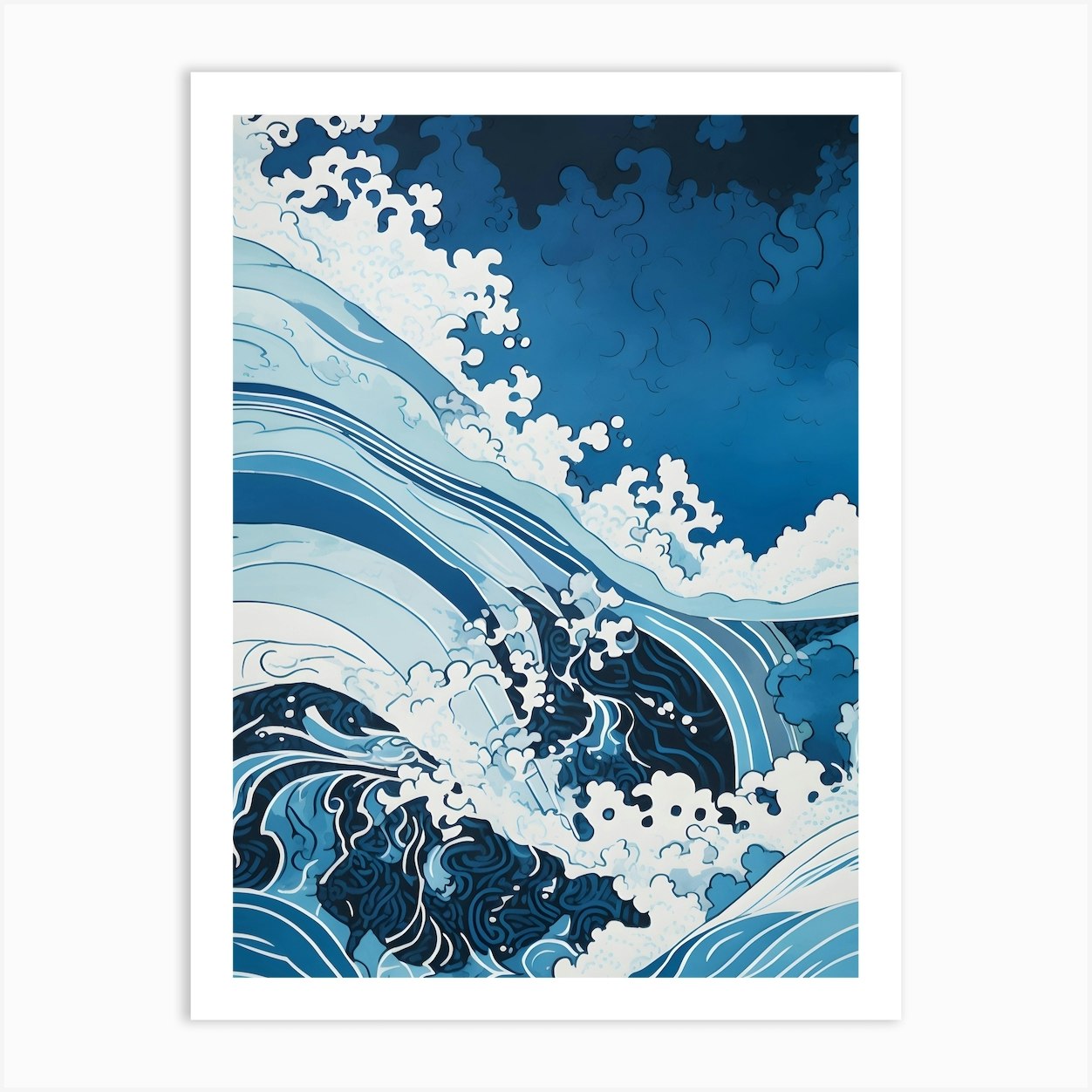 Deep Blue Ocean Waves Art Print by Printful Perspectives - Fy