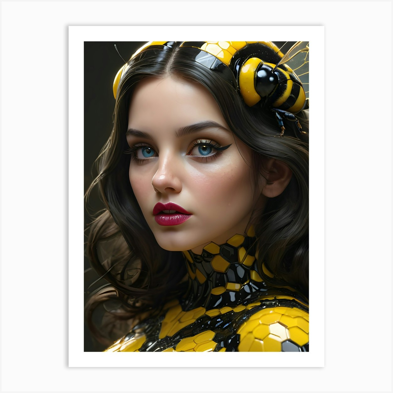 Bumblebee Queen Portrait Of A Beautiful Woman Poster 2 Art Print By The