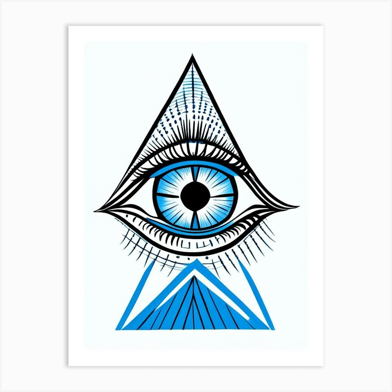 Third Eye Symbolism, Symbol, Third Eye Blue & White 3 Art Print by