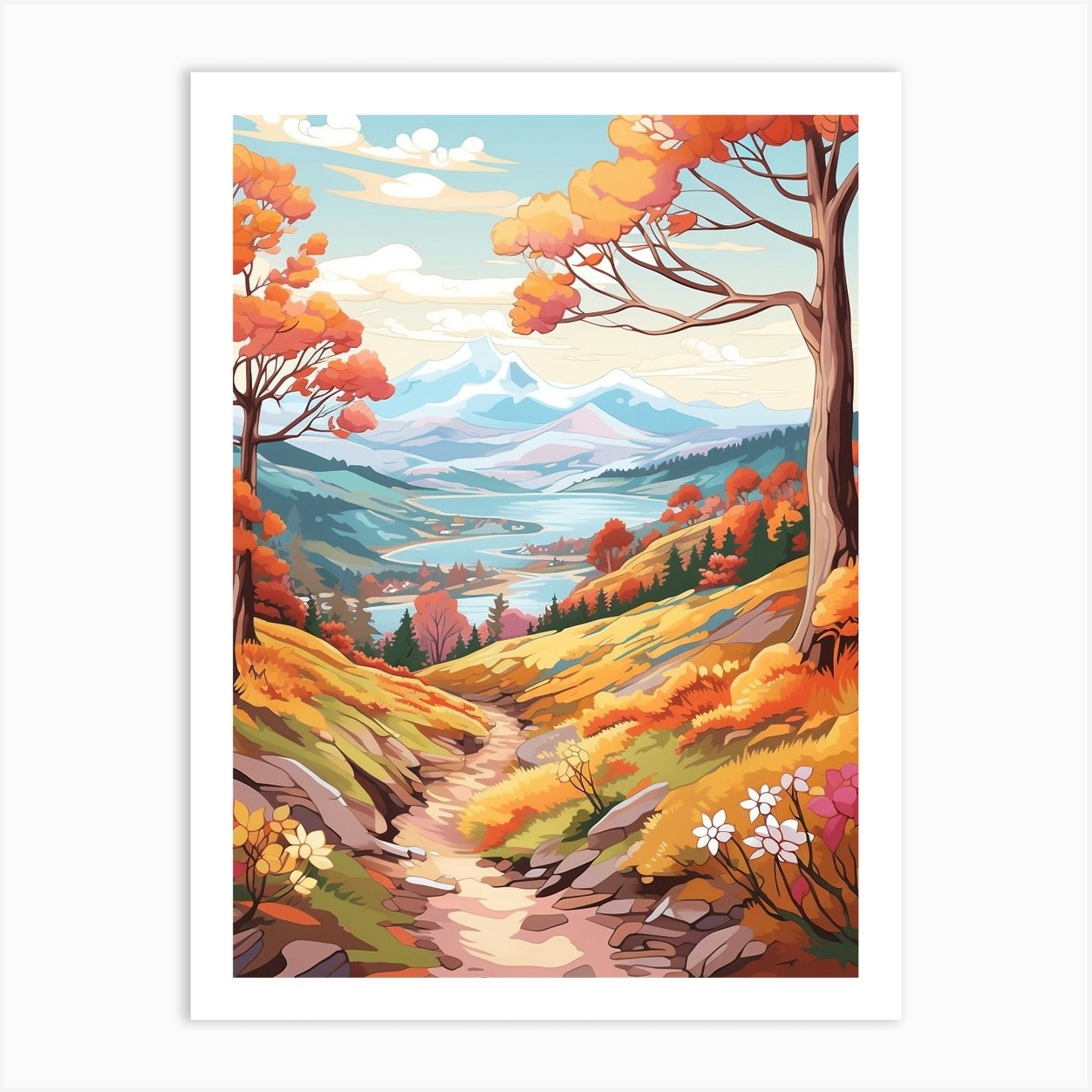 Gr20 France Hike Illustration Art Print by WanderWall Prints - Fy