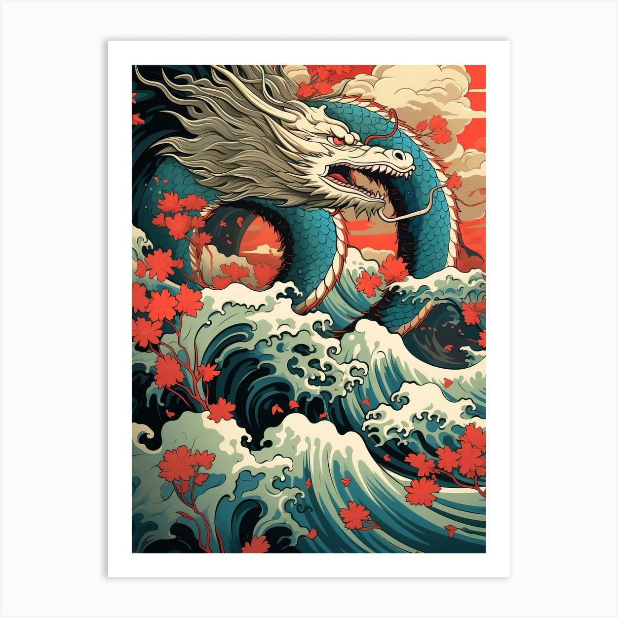 Dragon Animal Drawing In The Style Of Ukiyo E 1 Art Print by Ukiyo-e ...