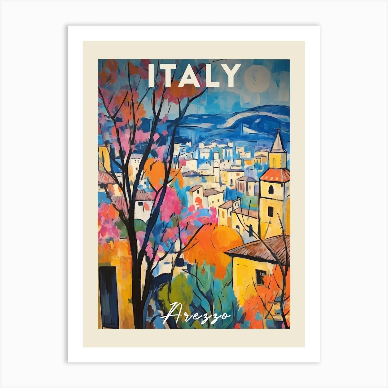 Arezzo Italy 1 Fauvist Painting Travel Poster Art Print by MedArt Fy