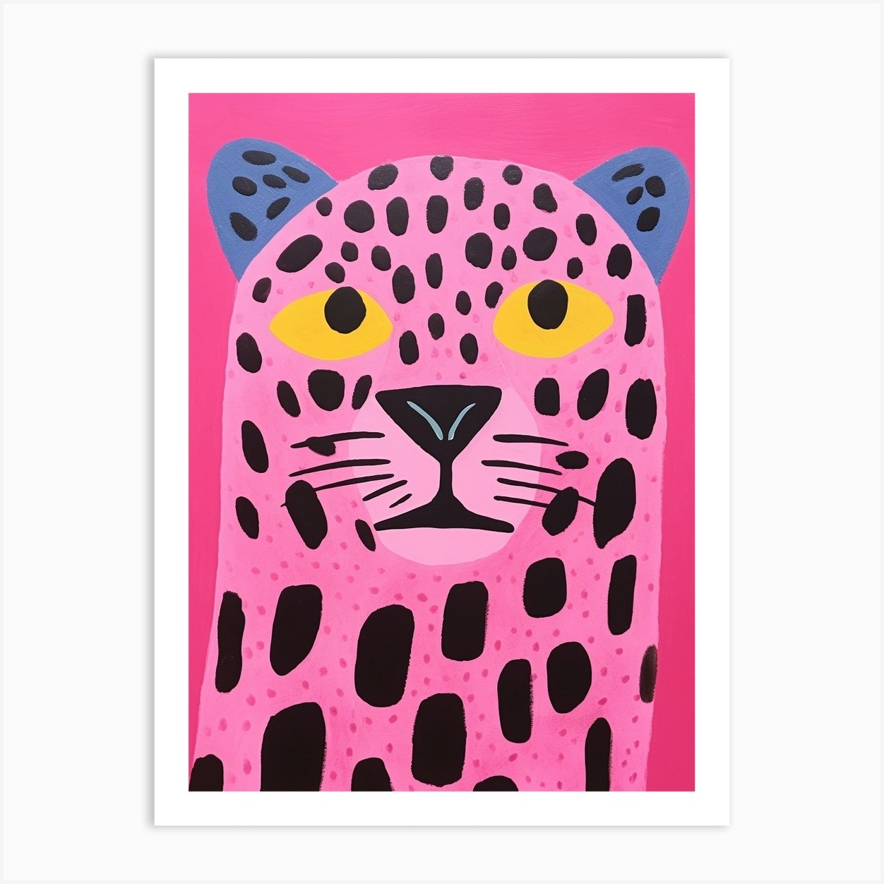 Pink Polka Dot Jaguar 2 Art Print by Scribble Studio - Fy