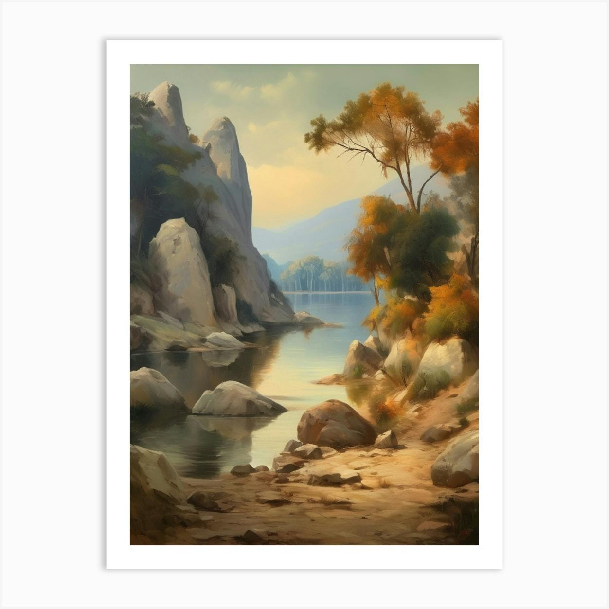 Forest Lake Vintage Oil Painting Farm Wall Decorations Vintage Landscape Vintage Landscape Oil Painting.11 Poster