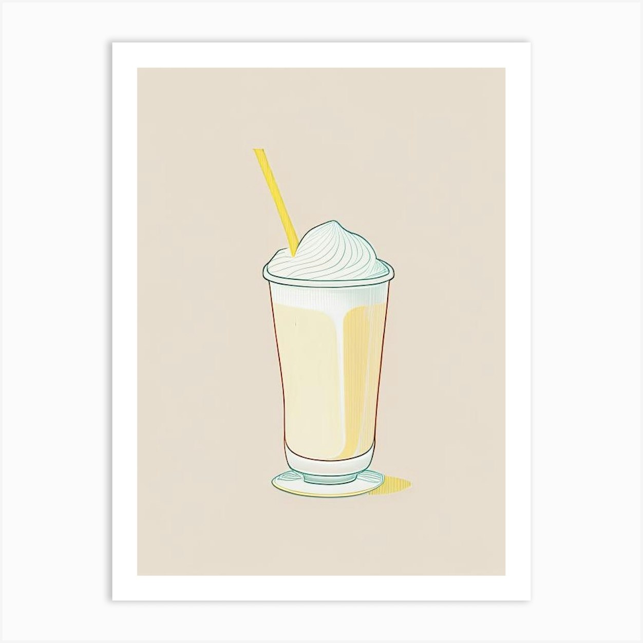 Vanilla Milkshake Dairy Food Minimal Line Drawing 1 Art Print by The ...