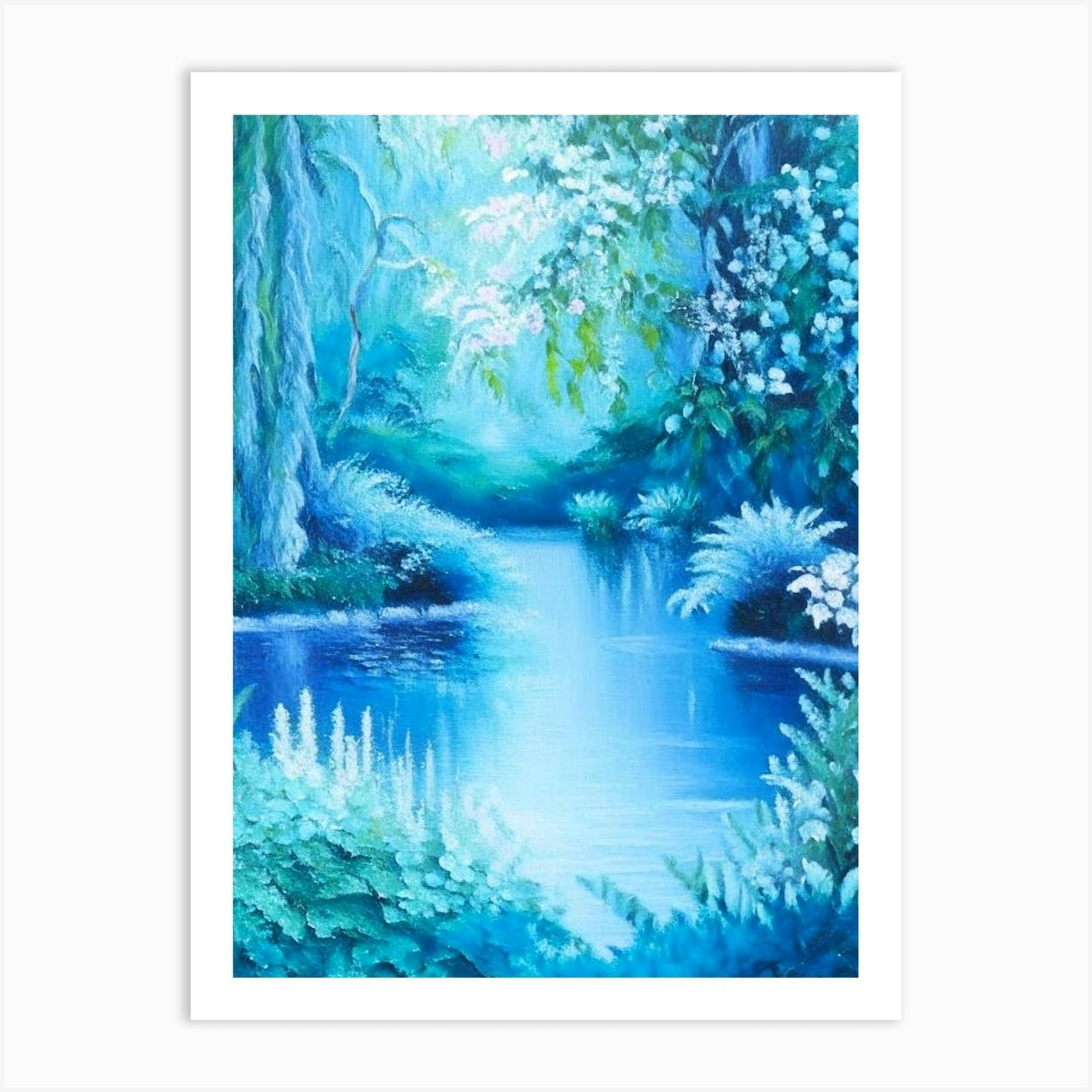 Original 12x12 Inch Acrylic Painting Of A Waterscape good On Canvas