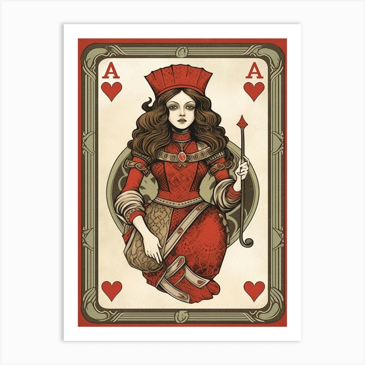 Alice In Wonderland Vintage Playing Card The Queen Of Hearts 4 Art ...