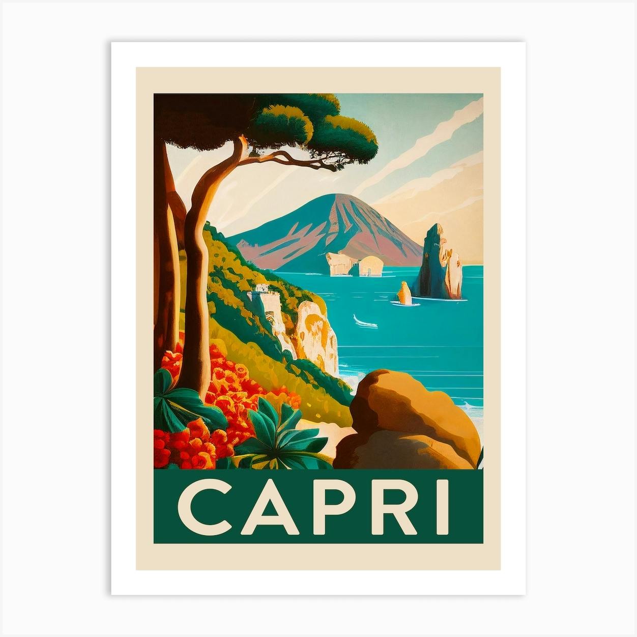 絵画 CARTUSIA CAPRI vintage poster Capri, Italy Vintage Travel Poster - Capri Poster, Capri