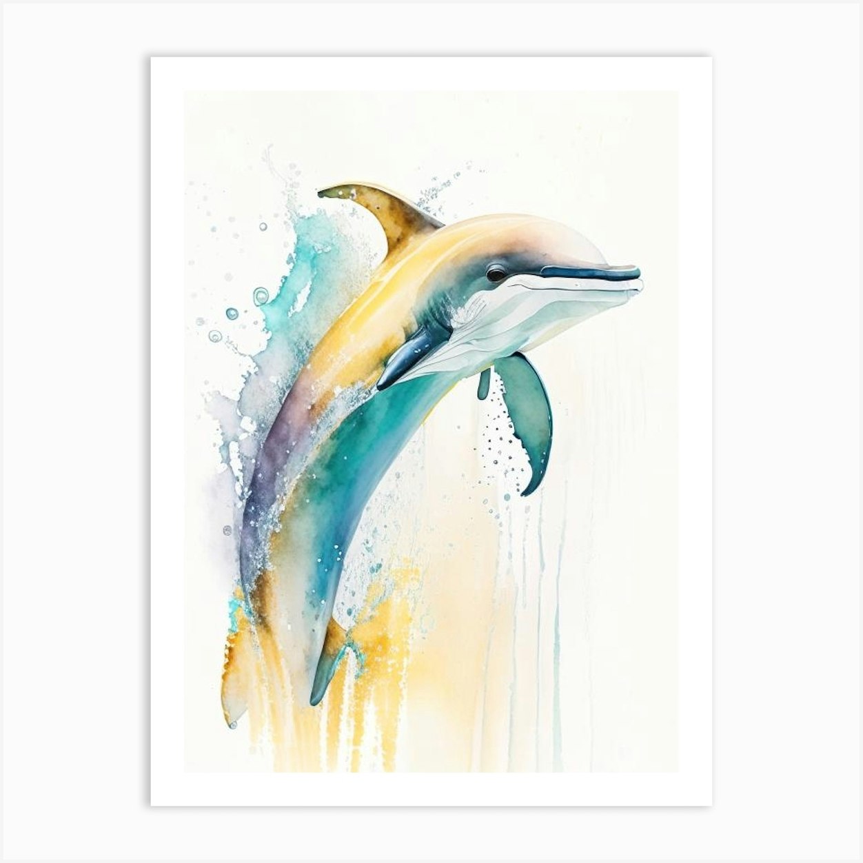 Common Dolphin Storybook Watercolour (3) Art Print By The Fish 